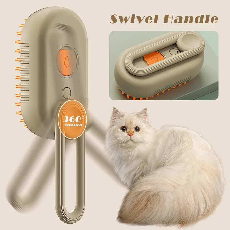 3-in-1 Electric Pet Brush with Steam, Massage & Hair Removal