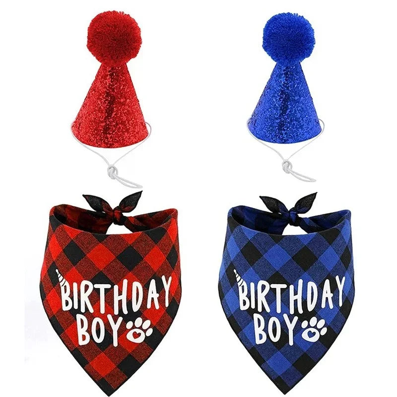 Pet Birthday Party Hat, Scarf & Bow Tie Set