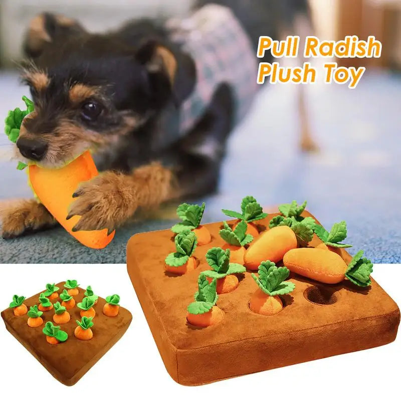 Interactive Carrot Patch Dog Puzzle Toy - Hide & Seek Fun for Puppies & Large Dogs