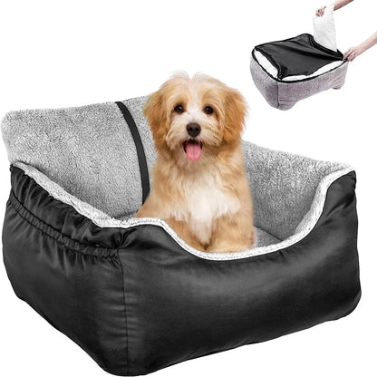 Washable & Detachable Dog Car Seat with Booster and Bed Function