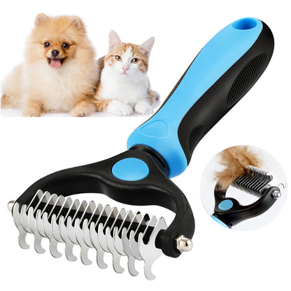 Professional Pet Deshedding Brush & Dematting Comb for Dogs & Cats