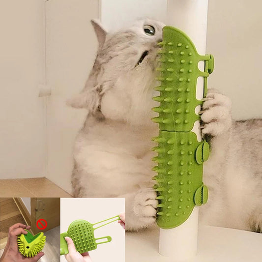 Self-Grooming Cat Brush & Wall Corner Scratcher with Hair Removal Comb