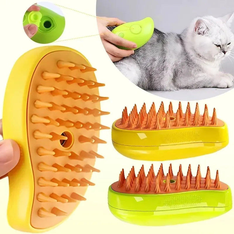 Electric Dog & Cat Grooming Brush: 3-in-1 Steamer for Detangling, Deshedding & Massage