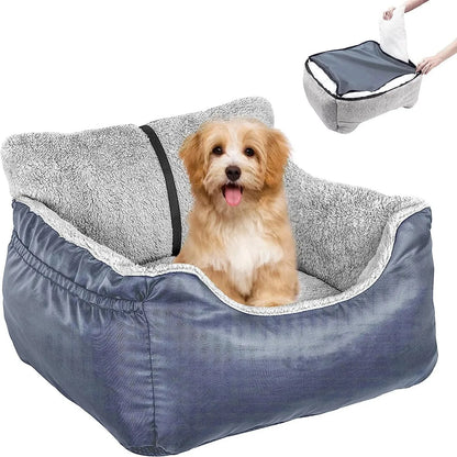 Washable & Detachable Dog Car Seat with Booster and Bed Function