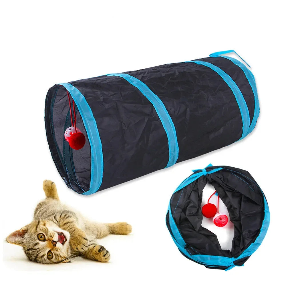 Foldable & Breathable Cat Tunnel with Crinkle Paper - Interactive Playtime Fun