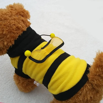 Fleece Dog & Cat Hoodie: Bee Costume with Cosplay Sweater for Halloween