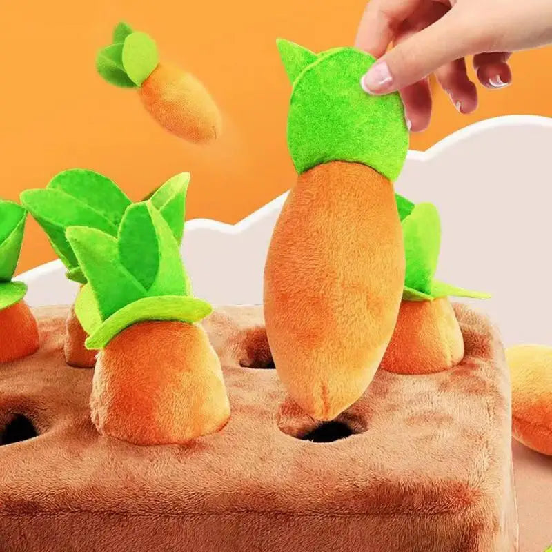 Interactive Carrot Patch Dog Puzzle Toy - Hide & Seek Fun for Puppies & Large Dogs