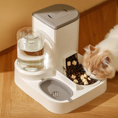 Automatic Pet Feeder & Waterer: 2-in-1 Dispenser with Dog & Cat Bowls