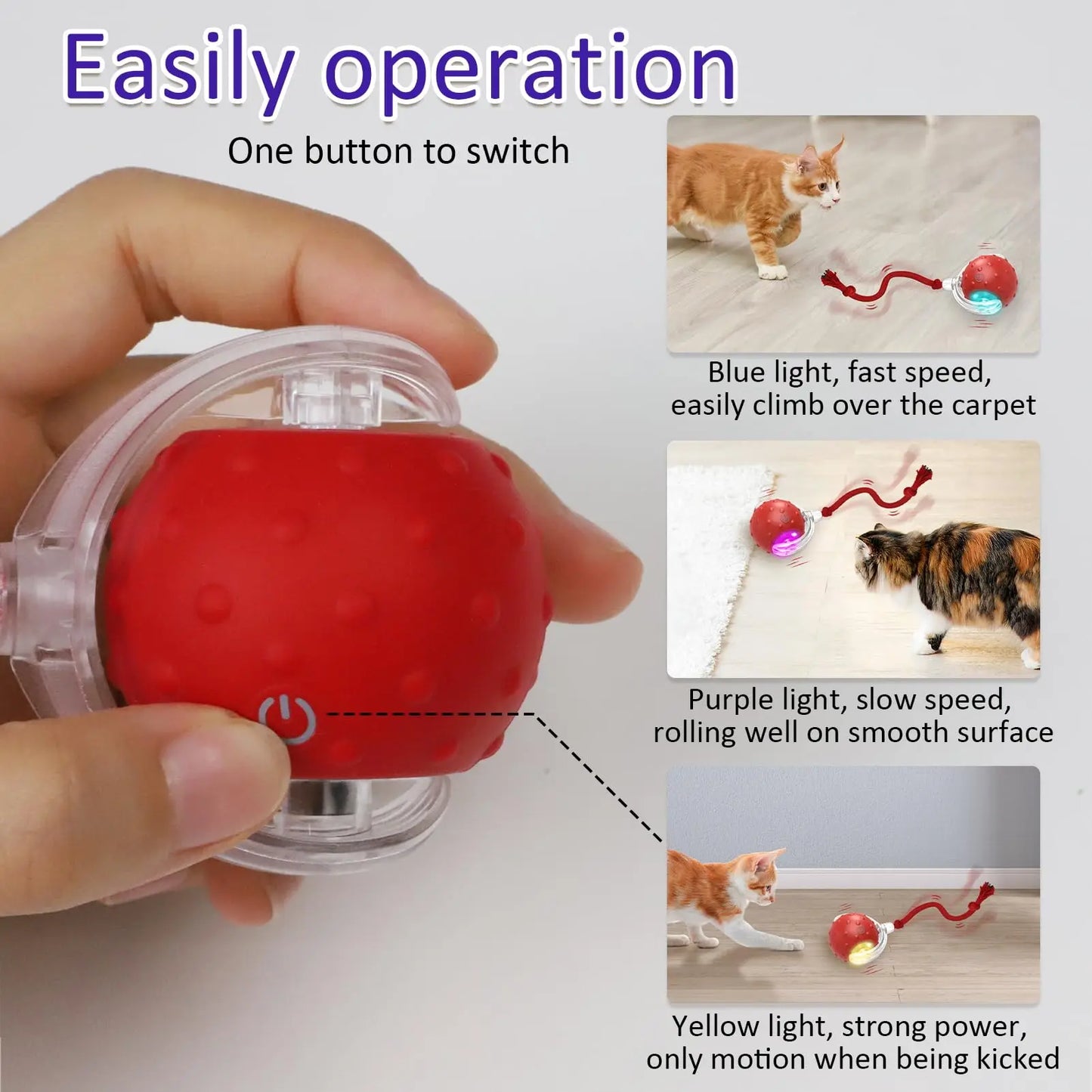 Chirping Rolling Ball Cat Toy with Motion Sensor - Interactive Playtime